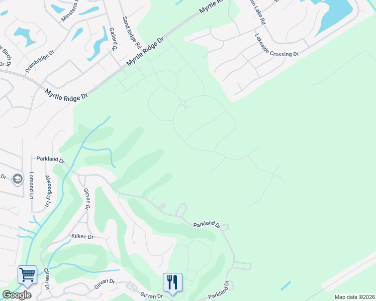 map of restaurants, bars, coffee shops, grocery stores, and more near Rhine Court in Conway