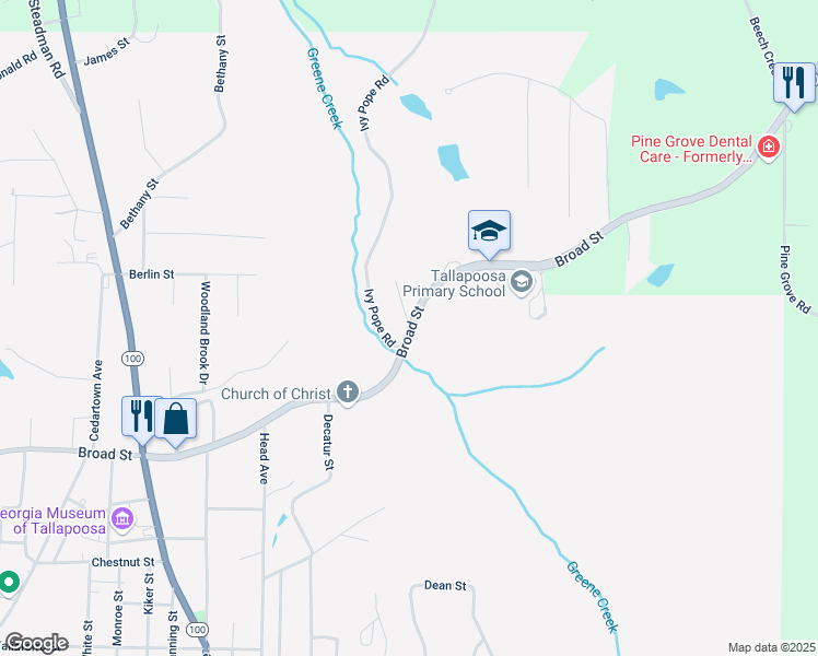 map of restaurants, bars, coffee shops, grocery stores, and more near 480 Georgia 120 in Tallapoosa