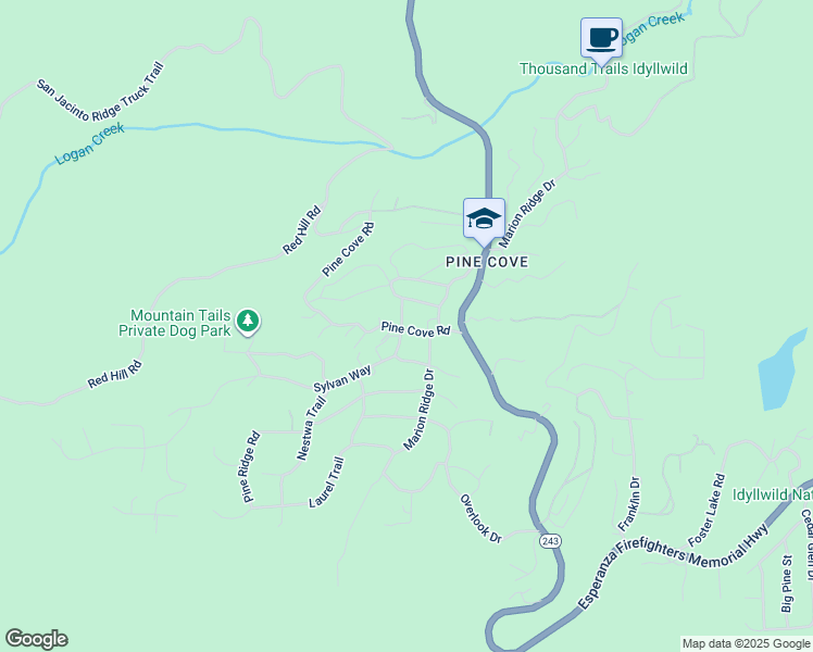 map of restaurants, bars, coffee shops, grocery stores, and more near 52810 Pine Cove Road in Idyllwild-Pine Cove