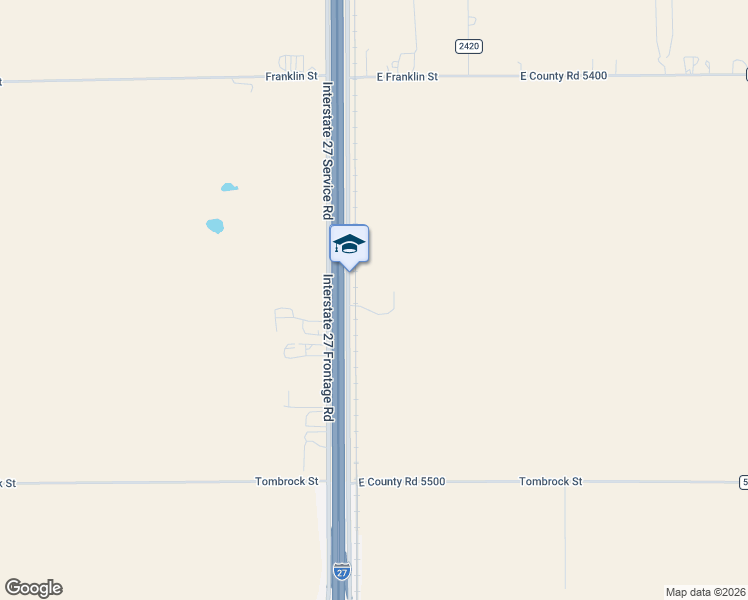 map of restaurants, bars, coffee shops, grocery stores, and more near 14512 Interstate 27 in Lubbock