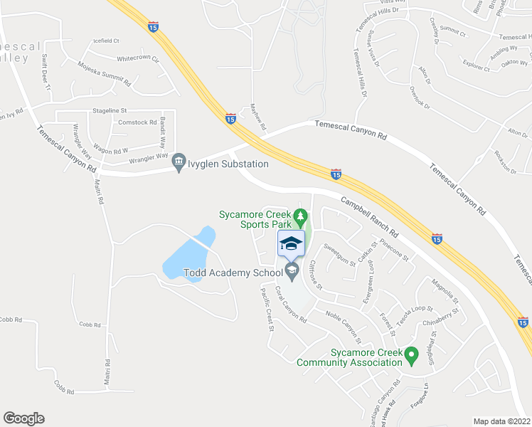 map of restaurants, bars, coffee shops, grocery stores, and more near 24892 Pine Mountain Terrace in Corona