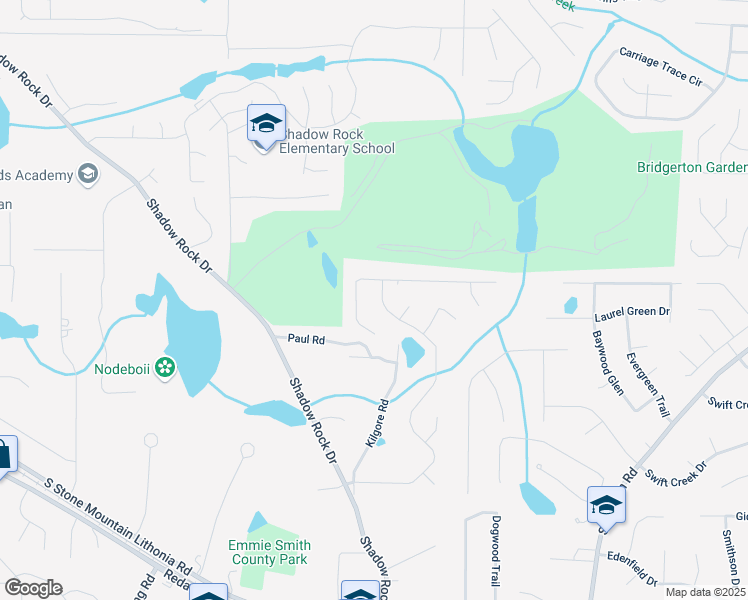 map of restaurants, bars, coffee shops, grocery stores, and more near 6209 Valley Green Road in Lithonia