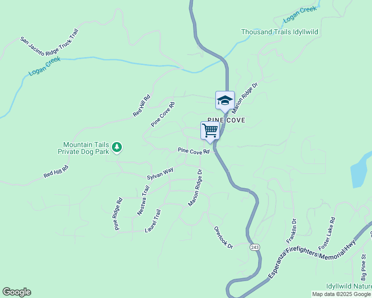 map of restaurants, bars, coffee shops, grocery stores, and more near 52732 Pine Cove Road in Idyllwild-Pine Cove