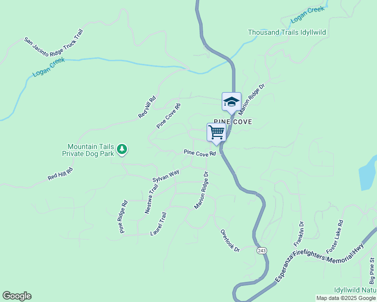 map of restaurants, bars, coffee shops, grocery stores, and more near 52732 Pine Cove Road in Idyllwild-Pine Cove
