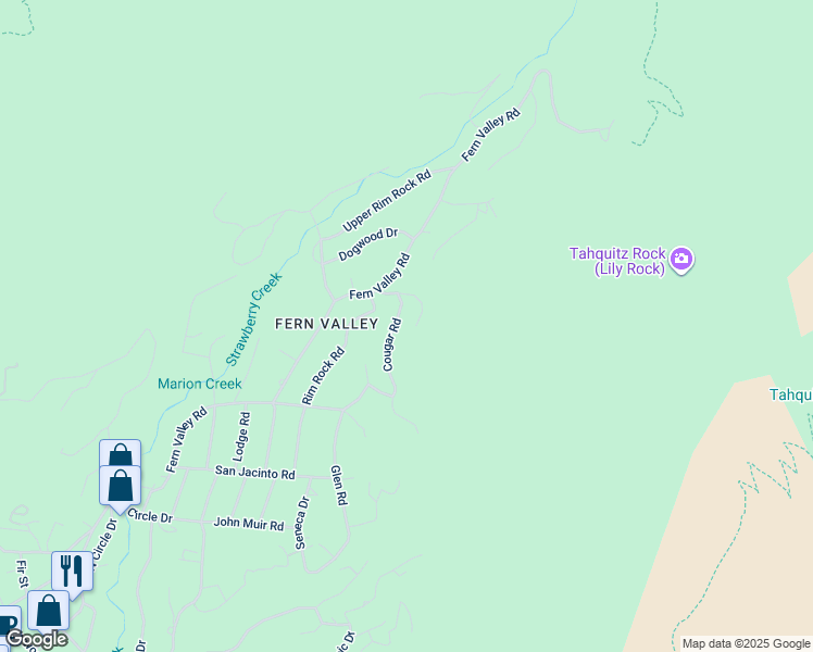 map of restaurants, bars, coffee shops, grocery stores, and more near Howland Road in Idyllwild-Pine Cove