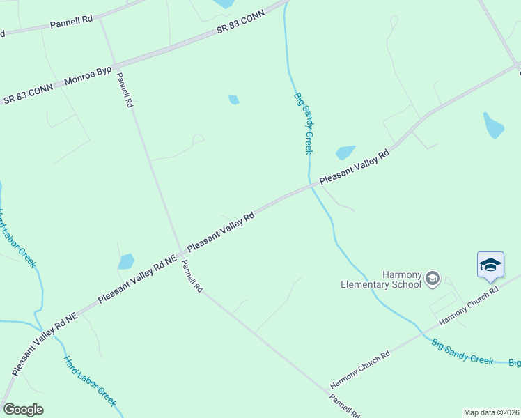 map of restaurants, bars, coffee shops, grocery stores, and more near Pleasant Valley Road in Monroe