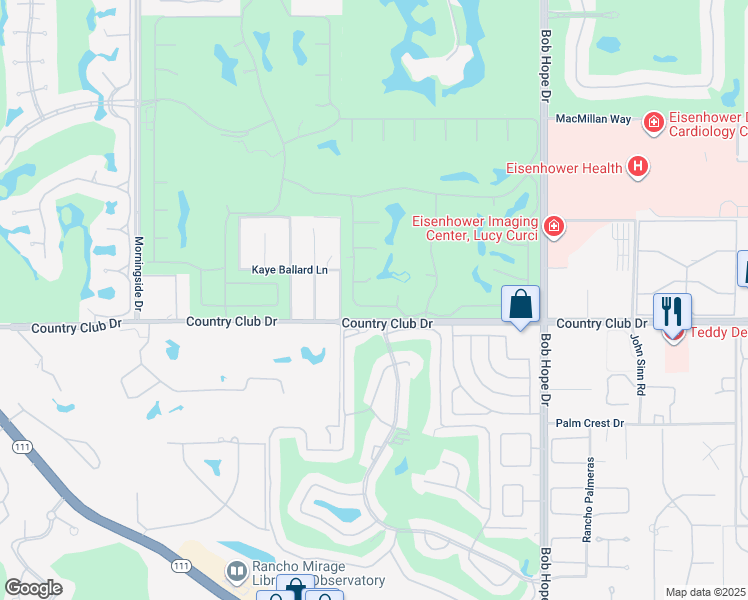 map of restaurants, bars, coffee shops, grocery stores, and more near 49 Cornell Drive in Rancho Mirage