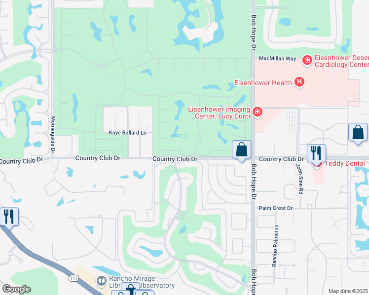 map of restaurants, bars, coffee shops, grocery stores, and more near 5 Fordham Court in Rancho Mirage