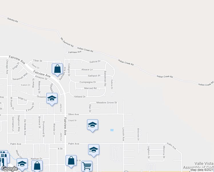 map of restaurants, bars, coffee shops, grocery stores, and more near 25012 Balestrieri Road in Hemet