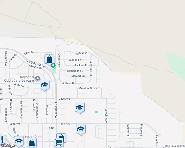 map of restaurants, bars, coffee shops, grocery stores, and more near 25012 Balestrieri Road in Hemet