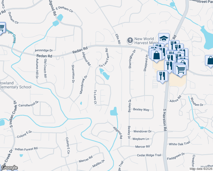 map of restaurants, bars, coffee shops, grocery stores, and more near 1270 To Lani Farm Road in Stone Mountain