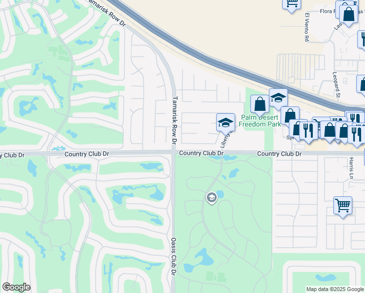 map of restaurants, bars, coffee shops, grocery stores, and more near 101 Azzuro Drive in Palm Desert