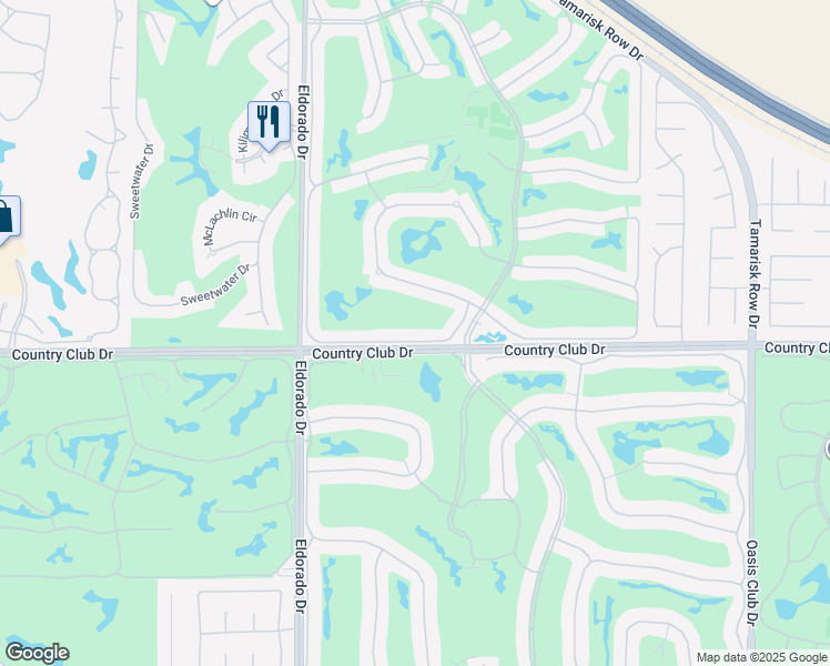 map of restaurants, bars, coffee shops, grocery stores, and more near 76260 Honeysuckle Drive in Palm Desert