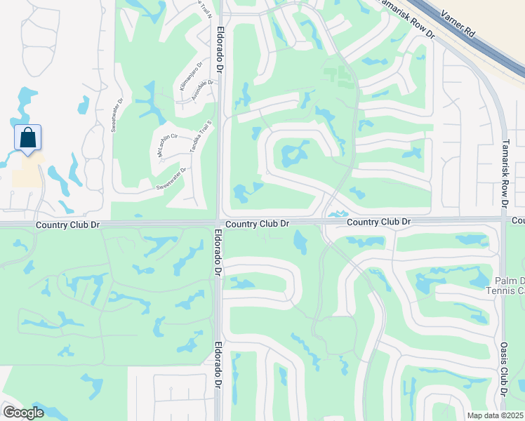 map of restaurants, bars, coffee shops, grocery stores, and more near 76122 Honeysuckle Drive in Palm Desert