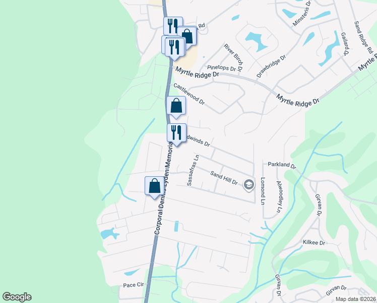 map of restaurants, bars, coffee shops, grocery stores, and more near 650 Summer Drive in Conway