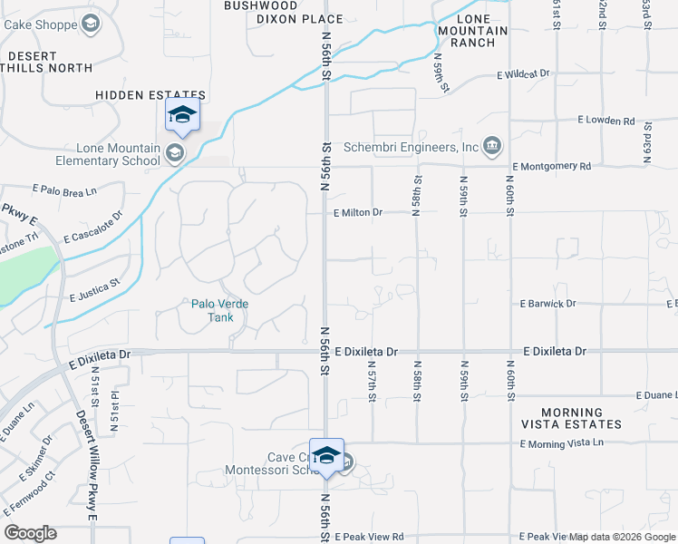 map of restaurants, bars, coffee shops, grocery stores, and more near 30129 North 56th Street in Cave Creek