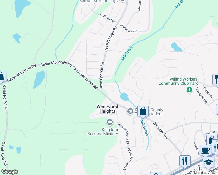 map of restaurants, bars, coffee shops, grocery stores, and more near 7290 Ashton Court in Douglasville