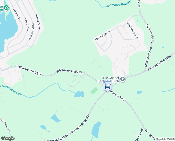 map of restaurants, bars, coffee shops, grocery stores, and more near 9044 Hightower Trail Southwest in Snellville
