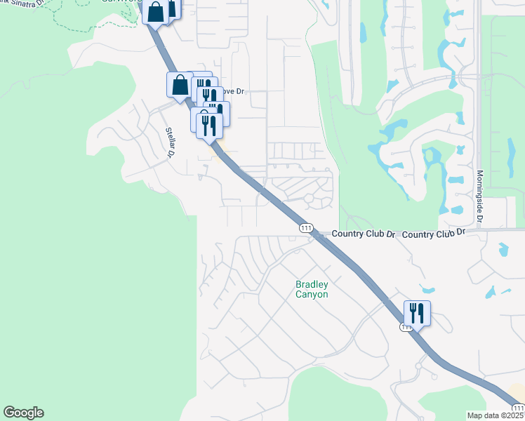 map of restaurants, bars, coffee shops, grocery stores, and more near 39910 Bird Lane in Rancho Mirage
