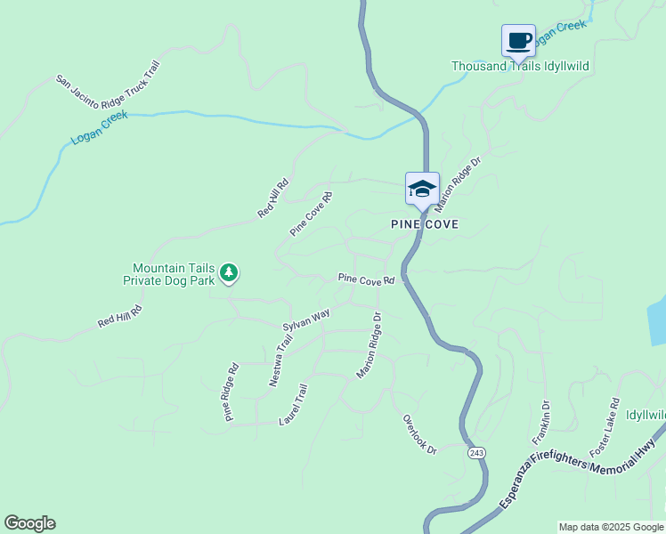 map of restaurants, bars, coffee shops, grocery stores, and more near 52732 Pine Cove Road in Idyllwild-Pine Cove