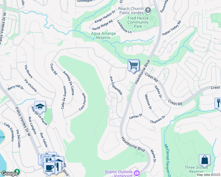map of restaurants, bars, coffee shops, grocery stores, and more near 30134 Avenida Classica in Rancho Palos Verdes