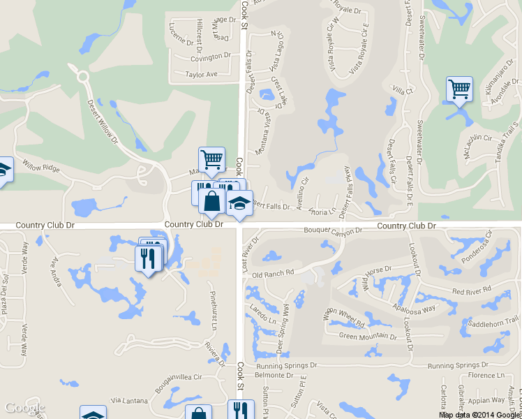 map of restaurants, bars, coffee shops, grocery stores, and more near 100 Potenza Circle in Palm Desert