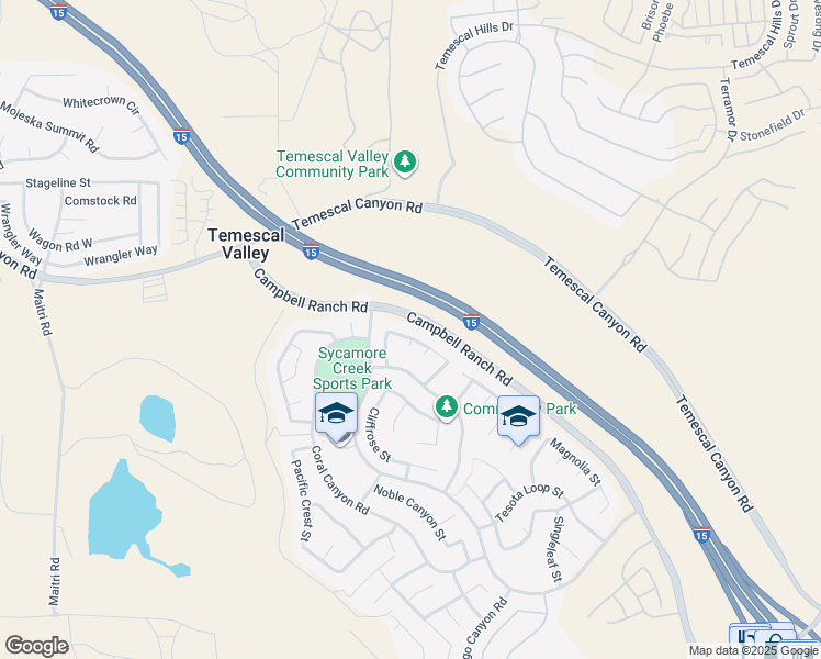 map of restaurants, bars, coffee shops, grocery stores, and more near 11030 Whitebark Lane in Corona