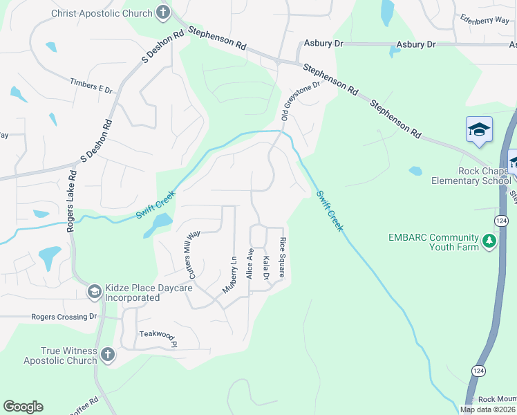 map of restaurants, bars, coffee shops, grocery stores, and more near 1256 Old Greystone Court in Lithonia