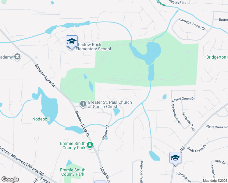 map of restaurants, bars, coffee shops, grocery stores, and more near 6137 Arbor Links Road in Lithonia