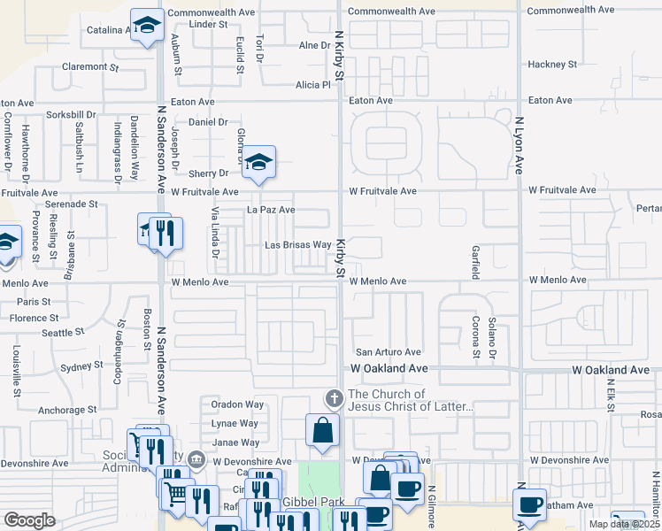 map of restaurants, bars, coffee shops, grocery stores, and more near 720 Rios Road in Hemet