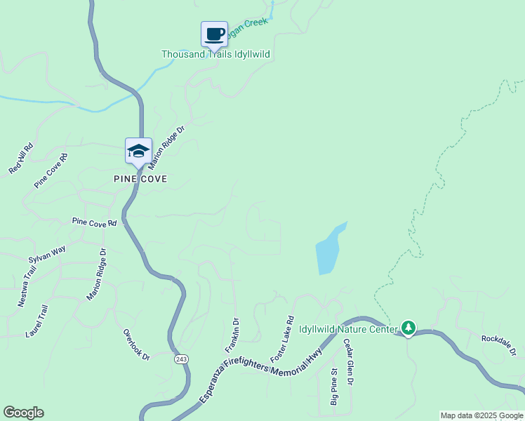map of restaurants, bars, coffee shops, grocery stores, and more near 25006 Knob-Hill in Idyllwild-Pine Cove