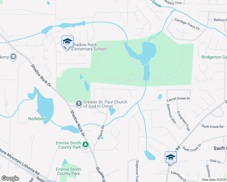 map of restaurants, bars, coffee shops, grocery stores, and more near 6137 Arbor Links Road in Lithonia