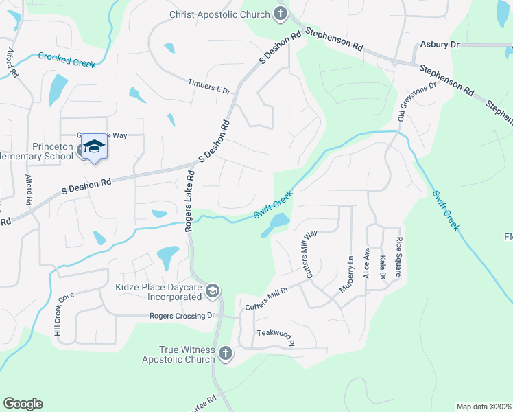 map of restaurants, bars, coffee shops, grocery stores, and more near 1233 Justin Lane in Lithonia