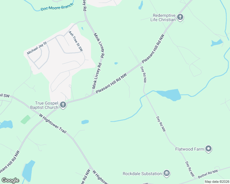 map of restaurants, bars, coffee shops, grocery stores, and more near 694 Pleasant Hill Road Northwest in Conyers