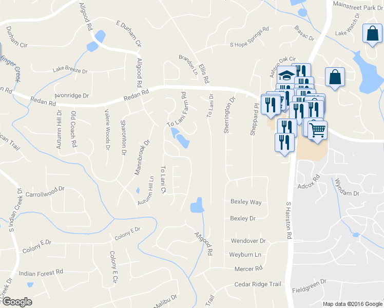 map of restaurants, bars, coffee shops, grocery stores, and more near 1270 To Lani Farm Rd in Stone Mountain
