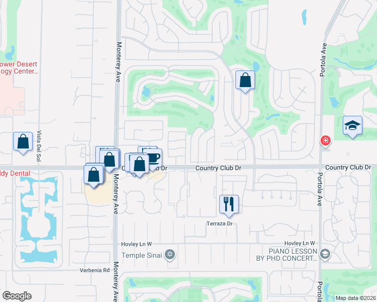map of restaurants, bars, coffee shops, grocery stores, and more near 6355 Via Stasera in Palm Desert