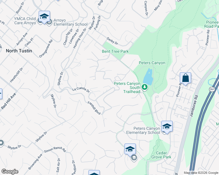 map of restaurants, bars, coffee shops, grocery stores, and more near 11211 Vista Del Lago in Santa Ana