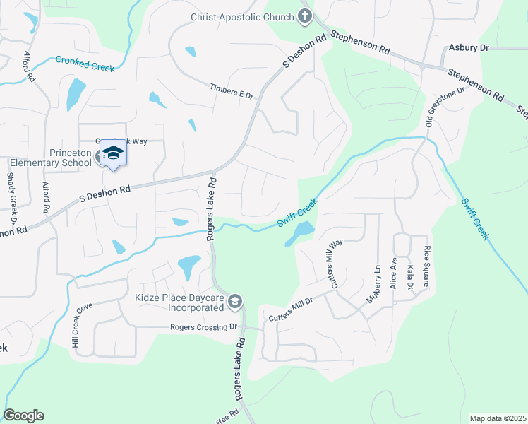 map of restaurants, bars, coffee shops, grocery stores, and more near 1200 Justin Lane in Lithonia