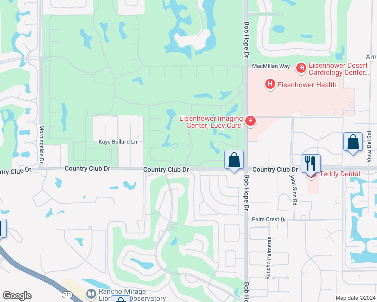map of restaurants, bars, coffee shops, grocery stores, and more near 35 Lafayette Drive in Rancho Mirage
