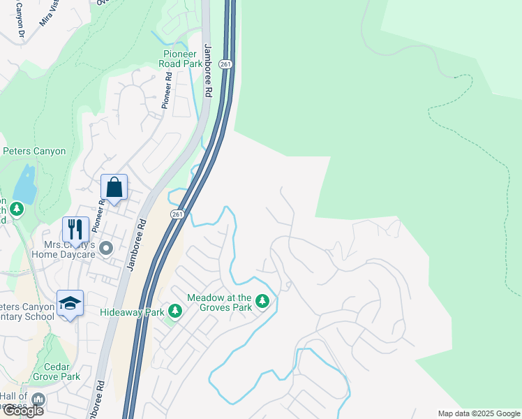 map of restaurants, bars, coffee shops, grocery stores, and more near 100 Headwaters in Irvine