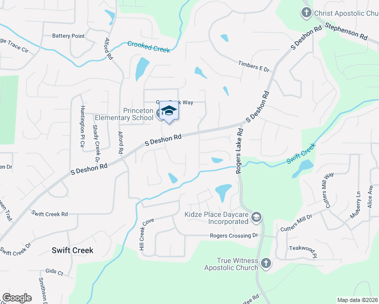 map of restaurants, bars, coffee shops, grocery stores, and more near 1172 Woodfield Trce in Lithonia