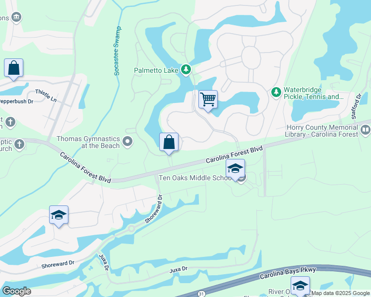 map of restaurants, bars, coffee shops, grocery stores, and more near 426 Seabury Lane in Myrtle Beach