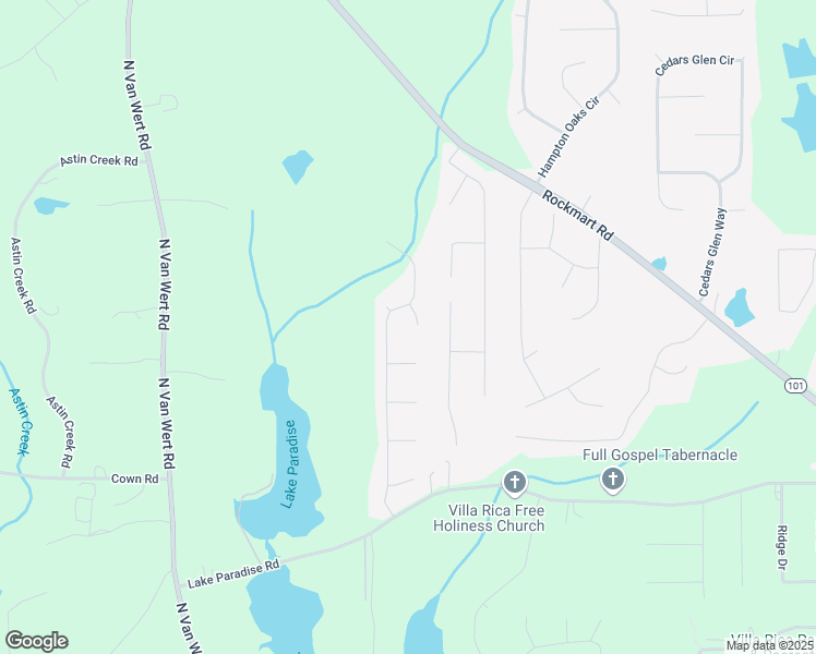 map of restaurants, bars, coffee shops, grocery stores, and more near 105 Pine Bark Drive in Villa Rica