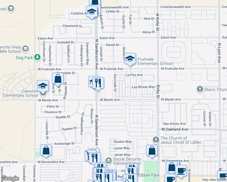 map of restaurants, bars, coffee shops, grocery stores, and more near 731 Via Linda Drive in Hemet