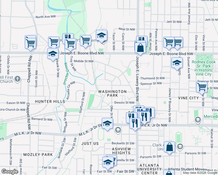 map of restaurants, bars, coffee shops, grocery stores, and more near 1034 Westmoor Drive Northwest in Atlanta