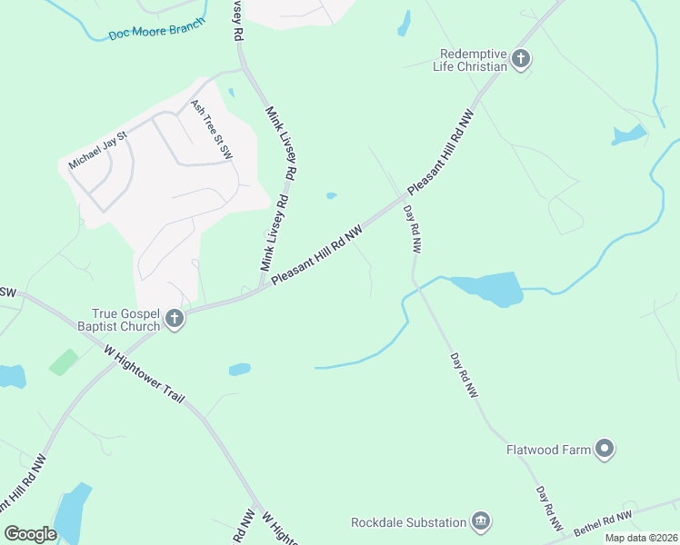 map of restaurants, bars, coffee shops, grocery stores, and more near 694 Pleasant Hill Road Northwest in Conyers