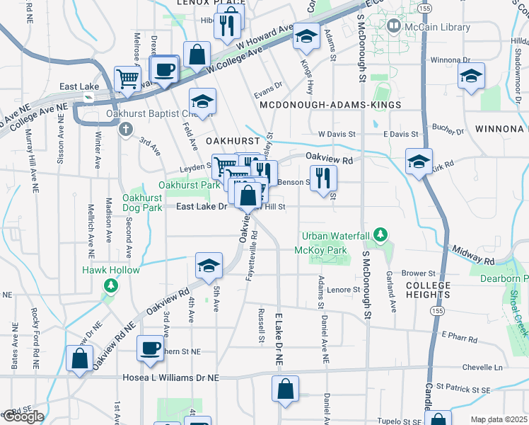 map of restaurants, bars, coffee shops, grocery stores, and more near in Decatur