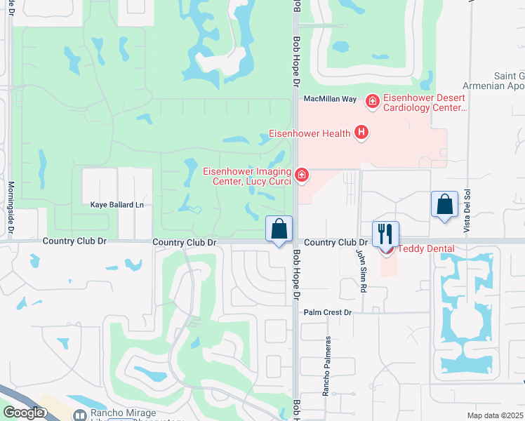map of restaurants, bars, coffee shops, grocery stores, and more near 11 Reed Court in Rancho Mirage