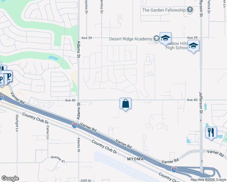 map of restaurants, bars, coffee shops, grocery stores, and more near 79289 Zamora Court in Indio