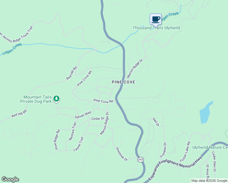 map of restaurants, bars, coffee shops, grocery stores, and more near 23255 Banning-Idyllwild Panoramic Highway in Idyllwild-Pine Cove